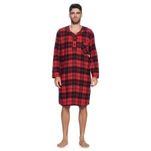 Ashford and Brooks Men's Flanel Plaid long Sleeves Cotton Blend nighhyshirt 3XL